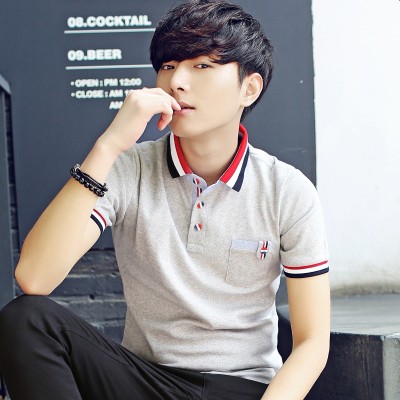 The  summer men's short sleeved T-shirt POLO Shirt Collar Shirt Mens Fashion New V Lapel clothes