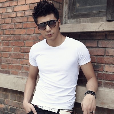In summer men's short sleeved T-shirt color T-shirt Mens summer clothes half sleeve tide pure white T-shirt