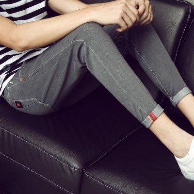 Summer, thin nine jeans, men's  Korean version, self-cultivation trend, new feet, casual 9 points, men's pants