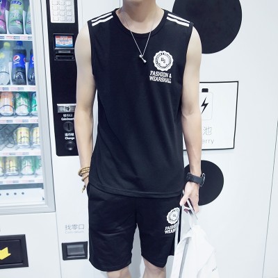 Summer sports suit, men's short sleeve shorts, two sets of casual men's T-shirts, teenagers' thin running clothes, vests