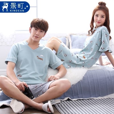 Women's pajamas, ladies, summer cotton, short sleeve, Korean skirt, lovely, sweet, thin, simple and elegant men's home wear