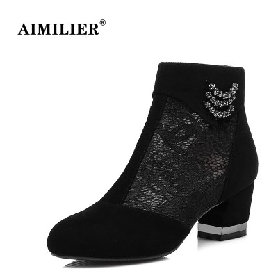 Frosted leather sandals boots boots boots size net female boots boots in the women's singles in the spring and autumn gauze thick with hollowed out shoes
