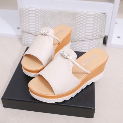  Korean female slippers sandals shoes a summer outdoor fashion slippers muffin slope with thick bottom female
