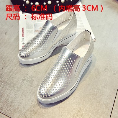 A pedal of hollow loafer shoes with thick soles muffin slope increased white shoes leisure shoes breathable shoes in summer