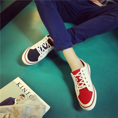  spring trend two color canvas shoes, Korean lace, low shoes for men, men's breathable flat top casual shoes