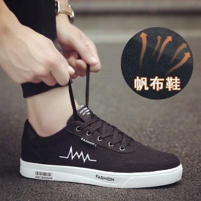  new summer men's canvas shoes breathable low help recreational shoe trend of Korean all-match shoes shoes