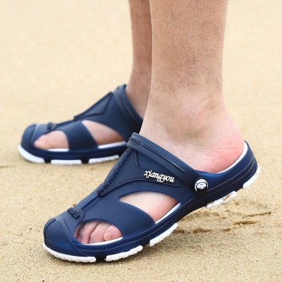 Hole shoes, men, Baotou slippers, summer ventilation cool mop, thick bottom anti-skid beach shoes, tide men's cold slippers, Korean sandals