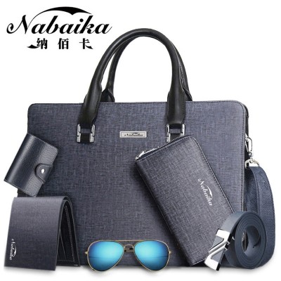 Bai Na card bag boutique male Briefcase Bag Handbag men cross casual men's leather bag computer bag