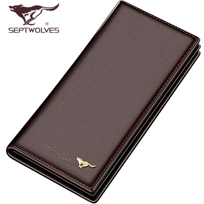 SEPTWOLVES Long Wallet young male leather first layer of leather wallet wallet wallet business in Japan and South Korea