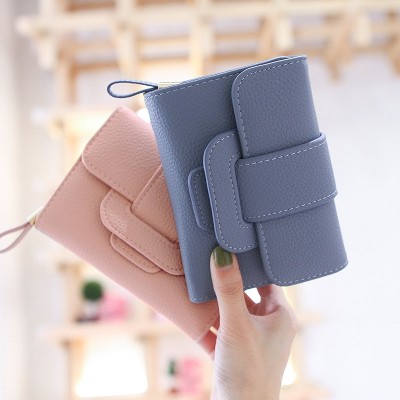 Pear doll lady short wallet,  new female students Korean version, small fresh three folding change Wallet