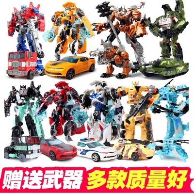 Transformers 5 bumblebee police car dinosaur transformed into car robot model boy 4