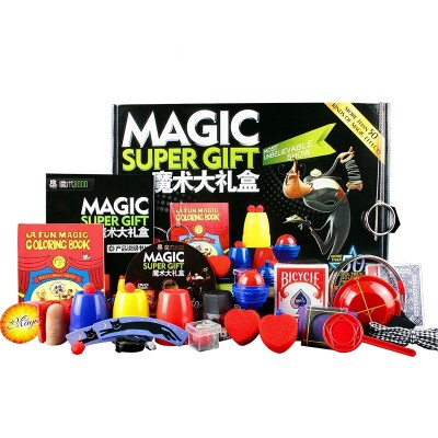 The magic 8, 000 magic item set of toy box and children's near view stage shows the gift package box