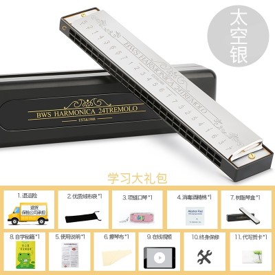 The 24 hole tremolo harmonica for beginners students practice BWS adult children harmonica tune the instrument for entry C