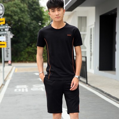 Men's sports suits, summer morning running clothes, sportswear, clothing, casual shorts, five shorts, two sets of fitness