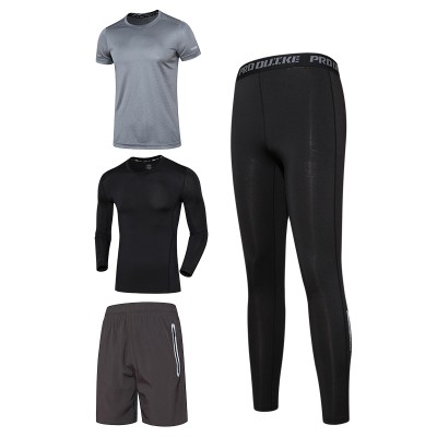 Gym suit, men's tights, four sets, gym, running clothes, speed suit, tight suit, sportswear