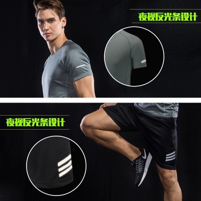Sports suit, men's summer running suit, short sleeve, five point shorts, speed dry T-shirts, summer sportswear, clothing