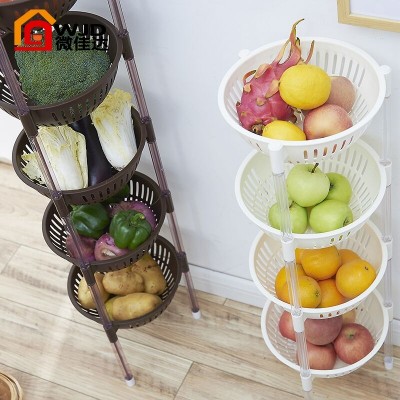 Plastic fruit and vegetable kitchen shelf storage basket floor storage appliances 3 multilayer basket shelf 4