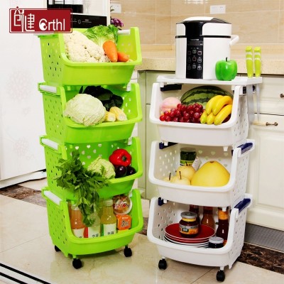 Plastic basket kitchen shelf shelf storage floor put vegetable storage basket basket 3 4 layer multilayer dish rack