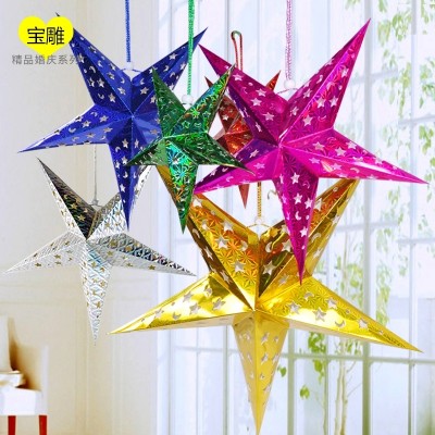 Festival decorations, stereo laser, five corners, stars, ceiling decorations, pendants, bars, shopping malls, wedding rooms, festival decorations