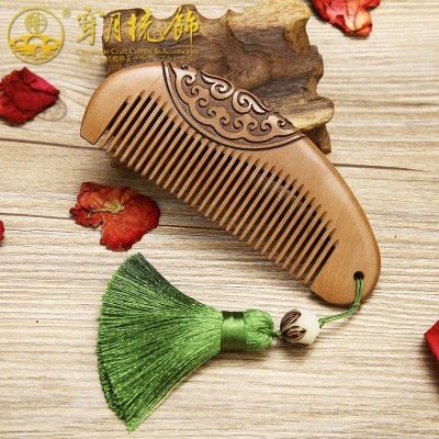 In March cherry wood comb incense wood carved ebony comb the whole holiday gift to send goddess anti-static comb