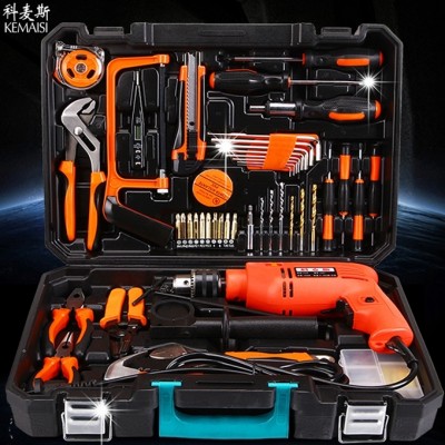 The komus hardware kit is a German home woodworking toolbox electrician repair kit with electric drill