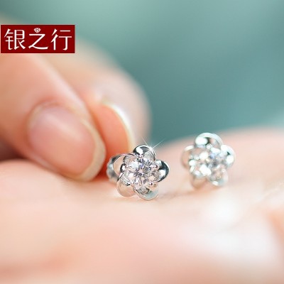 Silver nail female temperament of huai, Japan and South Korea trip S925 tremella silver earrings contracted joker sweet personality fashion accessories