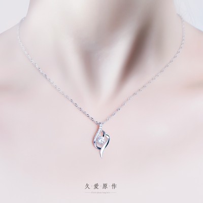 Ms long love s925 silver necklace pendant clavicle short chain contracted neck chain silver ornaments long collar jewelry, Japan and South Korea