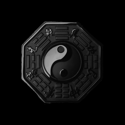 A natural Obsidian yin yang fish Taiji five gossip man Amulet Necklace Pendant Jewelry Fu crystal