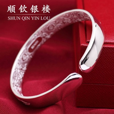 Silver Bracelet S999 fine silver bracelet children shall open flowers blooming like a piece of brocade silver jewelry send mom a gift