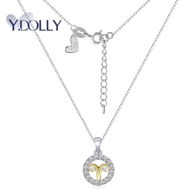 Silver necklace, female, 925 silver, 12, twelve constellation Aquarius, Aquarius, Sagittarius, Scorpio pendant, simple collarbone chain