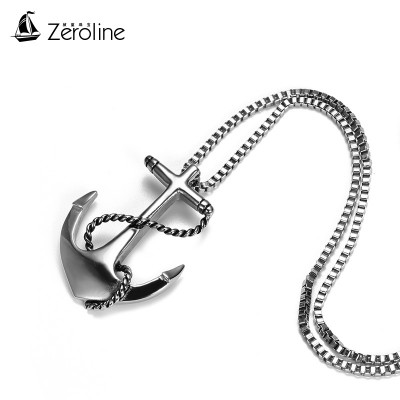 Zeroline tide brand Navy anchor Necklace Pendant pendant couple retro Titanium Men's fashion accessories