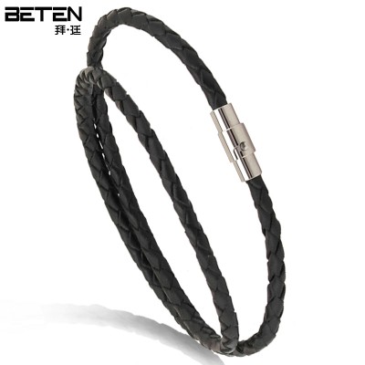 Beitin Woven Leather Necklace Europe 4mm rough leather rope ring with fashion and tide