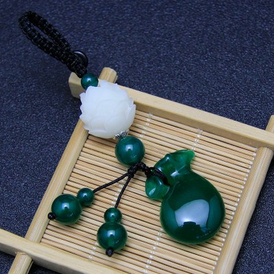 Keychain male and female chalcedony agate Bodhi creative car key chain Fu Purse Bag pendants Korea cute