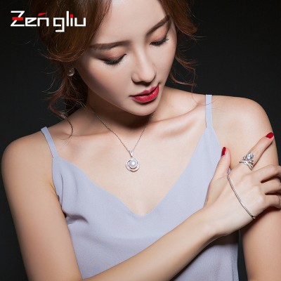 925 silver pearl necklace female short chain natural temperament clavicle freshwater pearl pendant round Korean accessories