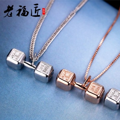 925 silver dumbbell pieces, boxing sets, necklaces, fitness pendants, men and women students