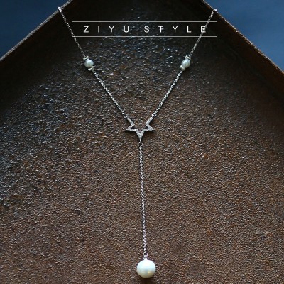 In case of female short Shirt Purple Necklace accessories Japan Korea pearl necklace chain clavicle minimalist fashion in Europe and America