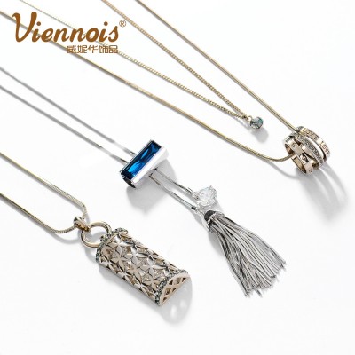 Winoon China Korea minimalist Pendant Necklace Pendant Jewelry European winter all-match tassel sweater chain length of female