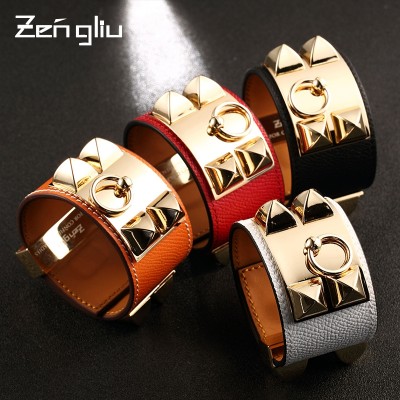 Europe and South Korea Pickin Se Khuang titanium bracelet bracelet female fashion trendsetter punk rivet buckle accessories