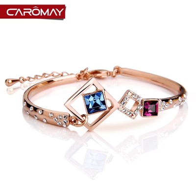Kalome jewelry, simple crystal rose, gold bracelet, Korean fashion lovers gift, girlfriend Bracelet