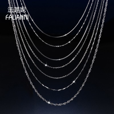 925 Sterling Silver Necklace female short chain clavicle simple platinum rose gold Luolian