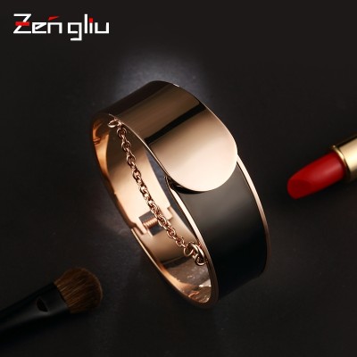 18K rose gold plating gold bracelet Jewelry Bracelet female fashion black plated bracelet color smooth opening