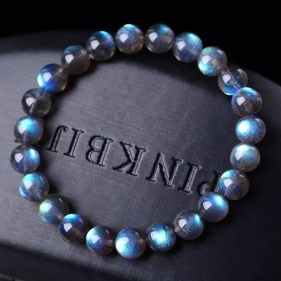 Natural ice Labradorite Moonstone Bracelet female gray collection single circle circle Blue Blue Moonstone on hand