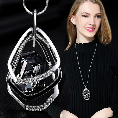 Crystal necklace and pose exaggerated female long sweater chain all-match simple temperament