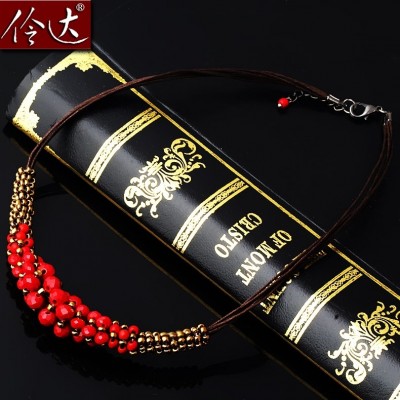 Jade jewelry original handmade beads, spring and summer new crystal, short sweater chain necklace, clavicle chain female