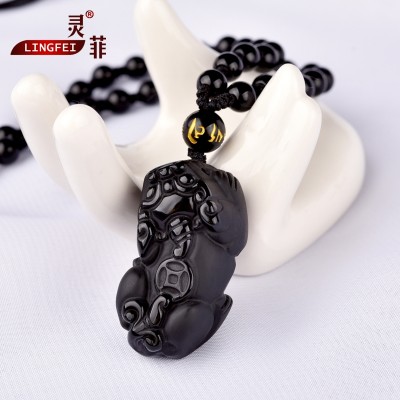 Light Obsidian Pendant Zhaocai zheyuepi Qiu brave fighter Pichugin amulet jade necklace female man