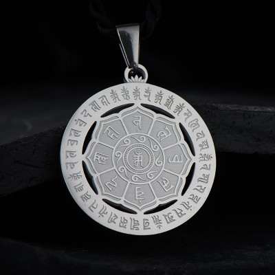 Zhunti male tag Amulet Pendant mantra wheel steel pendant light transport female lucky Amulet Pendant