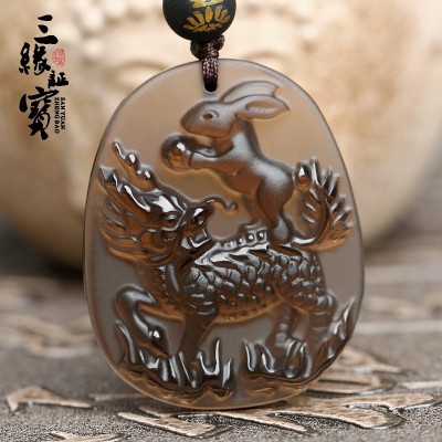 A rabbit Obsidian Amulet Shi Fulin Rabbit Pendant snake Paul mascot jewelry