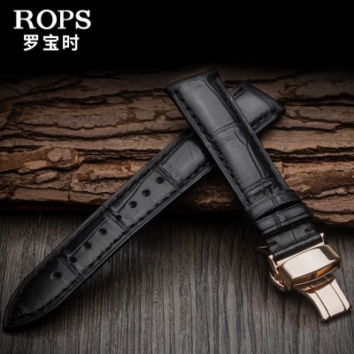 Crocodile Leather Watchband male butterfly