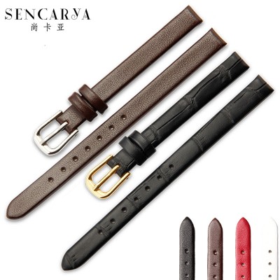 Leather strap, thin, small, female band, 6mm8mm10mm, black and white, brown red
