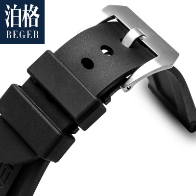 Men's natural rubber watch band silicone watchband buckle 2224 26mm black.